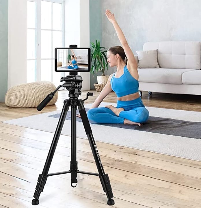 Camera on Fluid Head Tripod